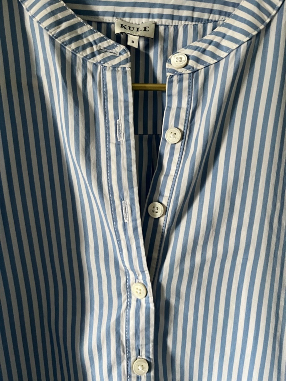 KULE Blue & White Stripe Nautical Preppy Popover Orange & Blue Knit Inserts S - Picture 3 of 9